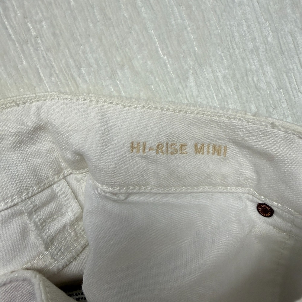 American Eagle Outfitters High Rise Mini Skirt Womens 6 White Stretch Frayed Hem - Picture 4 of 12